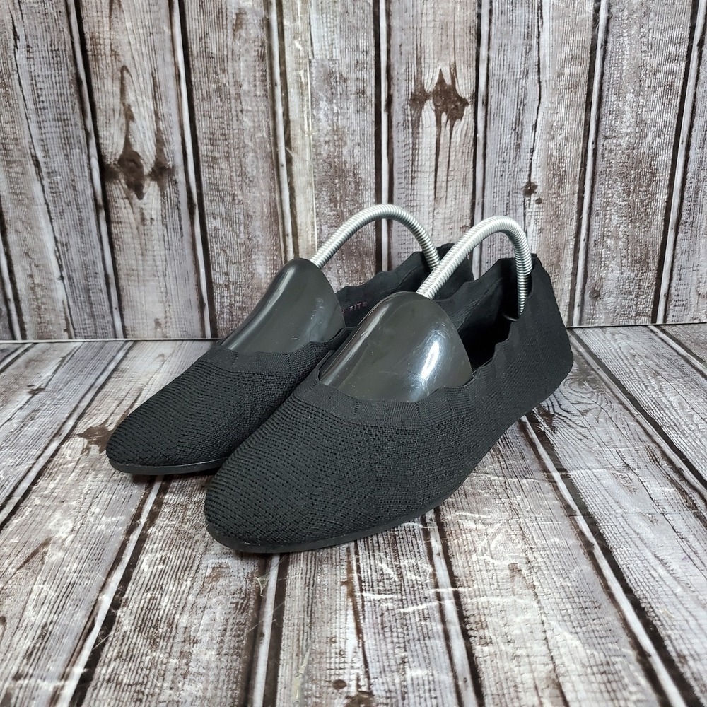 Skechers Women's Cleo 2 Love Spell Black Knit Ballet Flat Shoes 158343 Size 9.5